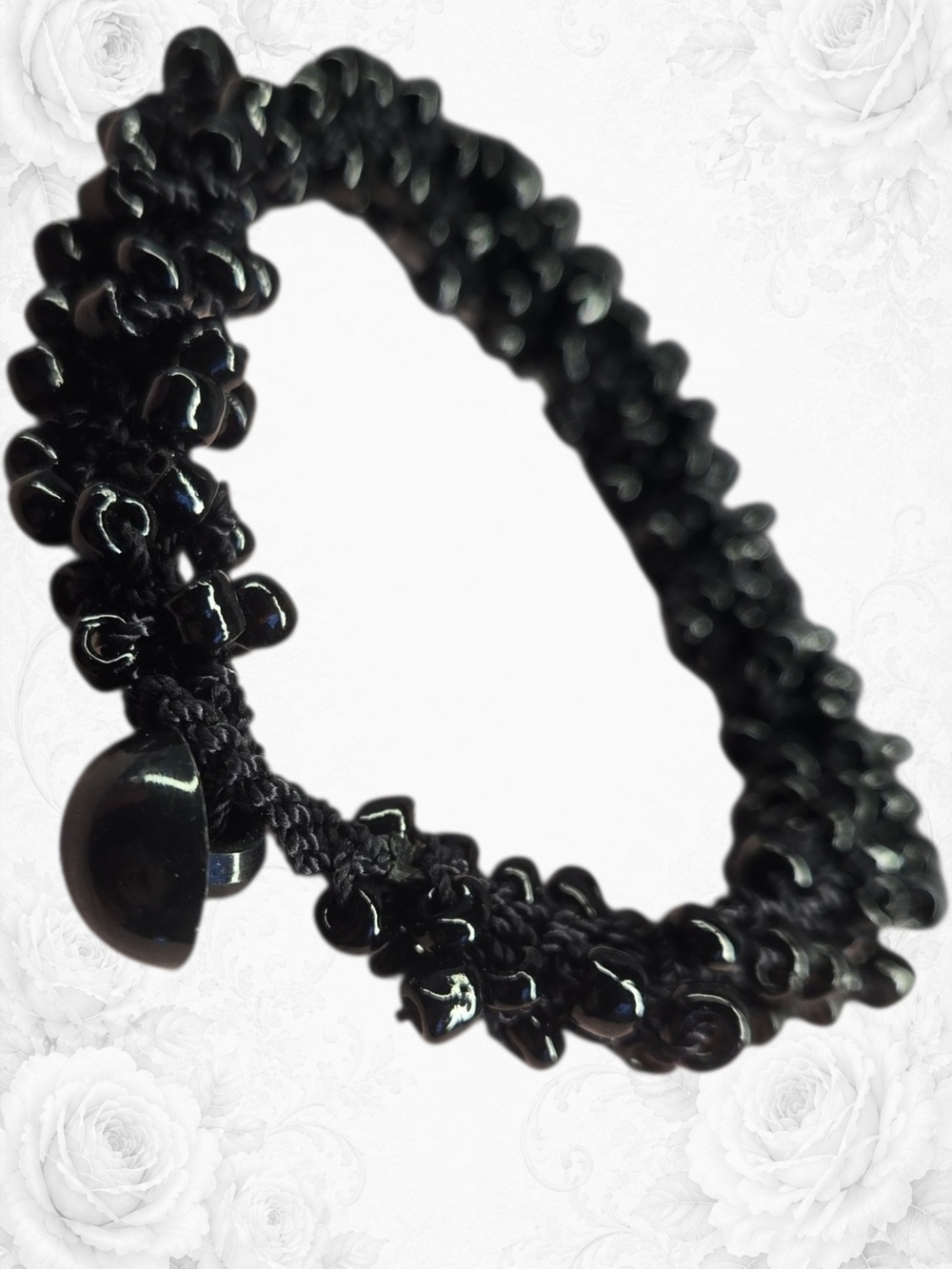 Black Beaded Macrame Bracelet